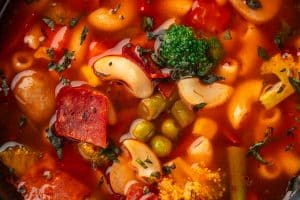 minestrone-soup-with-pasta-vegetables-and-sausage